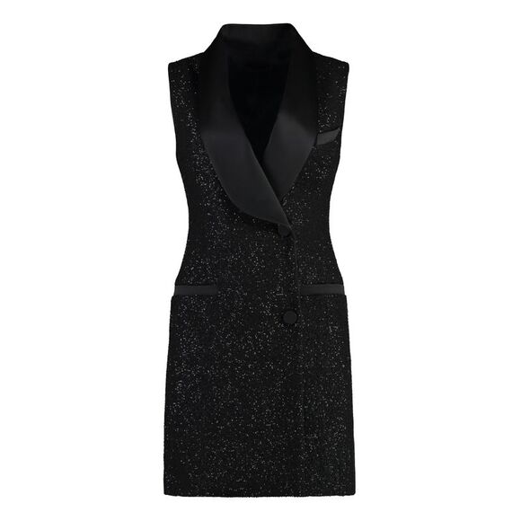 Elegant Satin Lapel Mini Dress - Picture 1 of 2